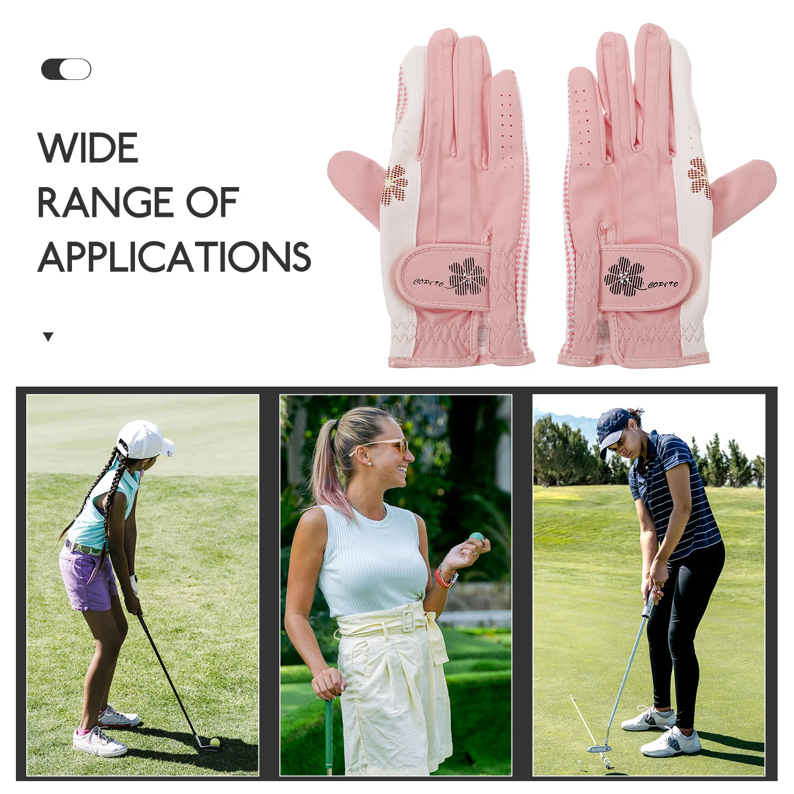 1 زوج قفازات الغولف النساء تعزيز قبضة تنفس شبكة تصميم مقاومة للاهتراء إكسسوارات رياضية قفازات الغولف النساء