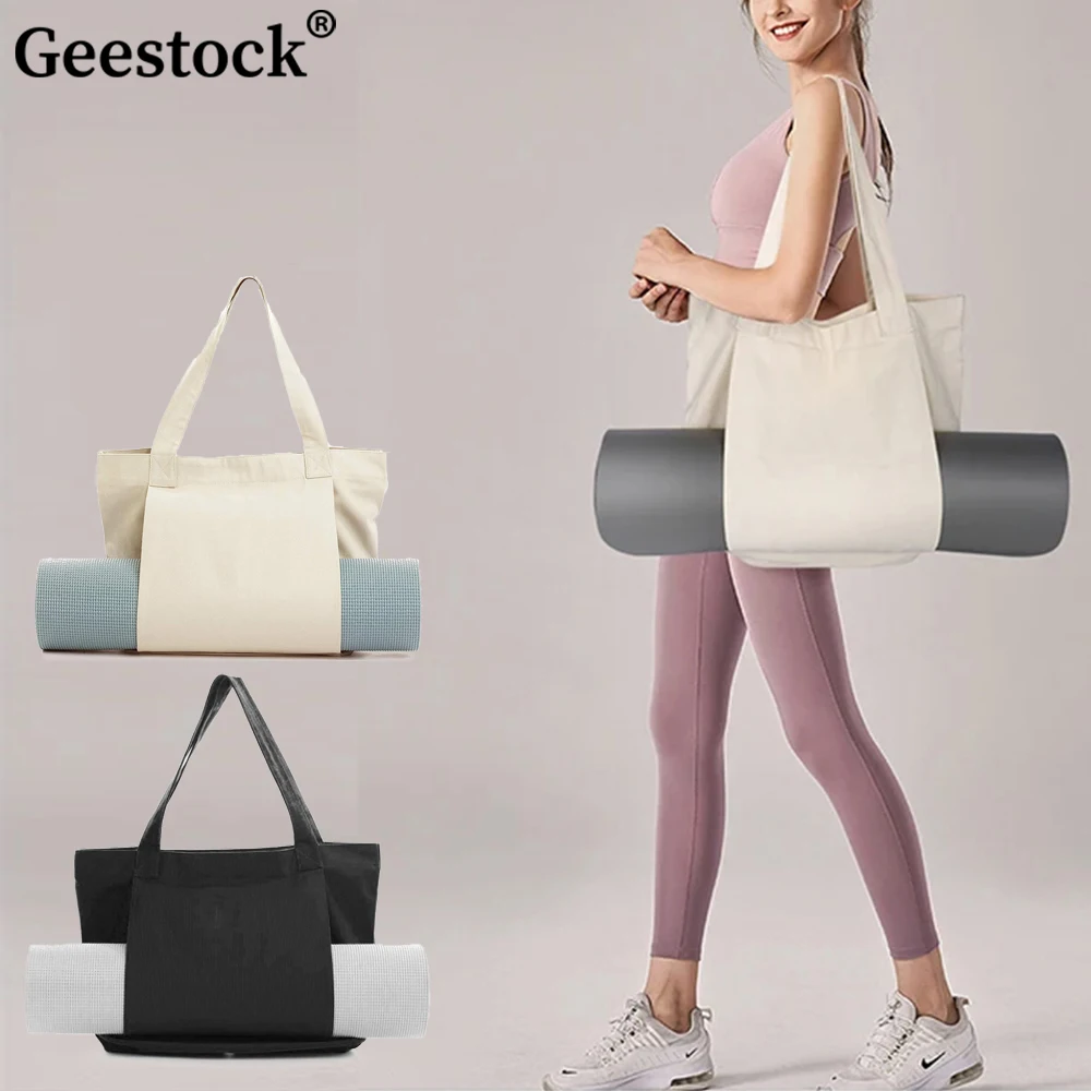 Geetstock المحمولة اليوغا حصيرة حقيبة التخزين قابل للغسل طوي بساط بيلاتيس حقيبة حقيبة يد قماش دائم للياقة البدنية الرقص الصالة الرياضية