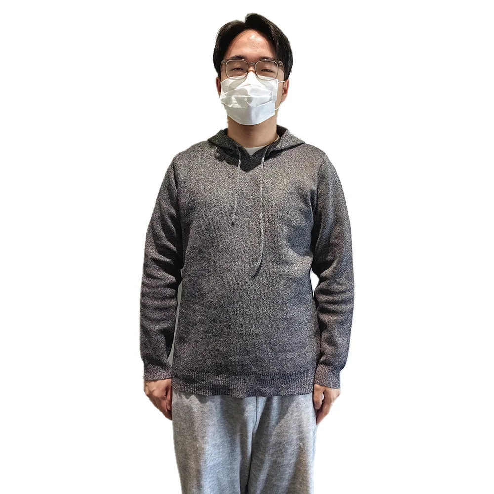Tungsten wire glass fiber-free A9 anti-cutting hooded with drawstring knitted sweater long-sleeved security protective clothing