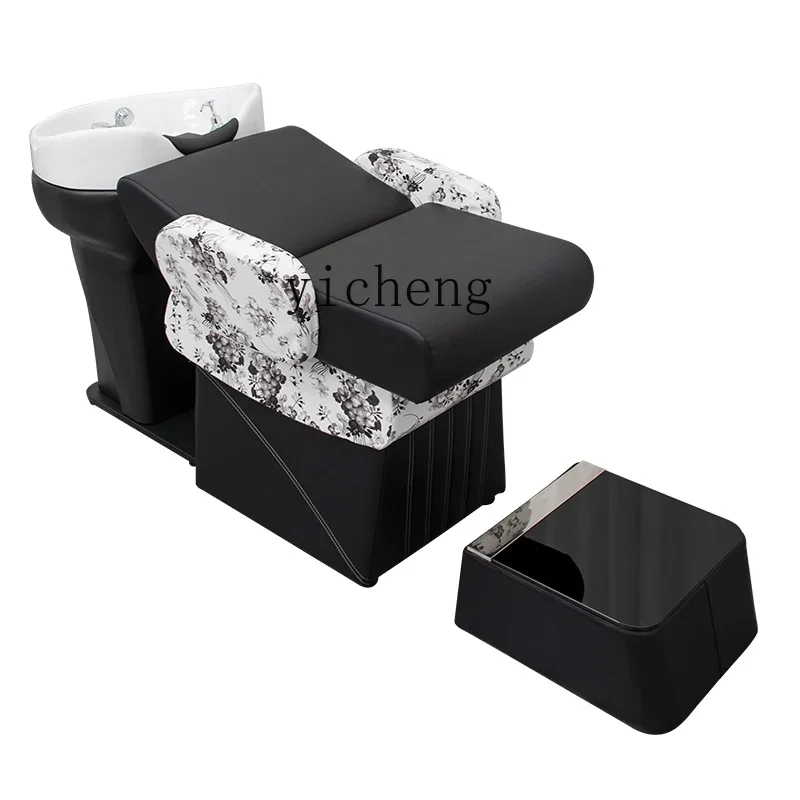 

XL Half Lying Shampoo Chair High-End Hair Salon Barber Shop Ceramic Basin Shampoo Flushing Bed