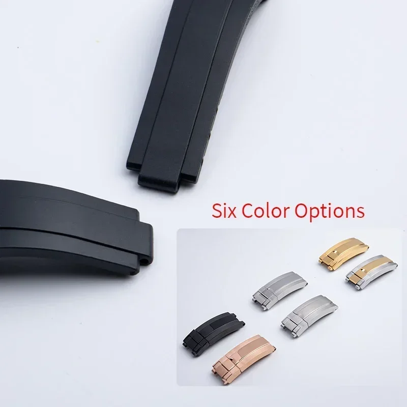 Cinturino in gomma nera morbida da 20/21mm per cinturino Rolex flipper submariner GMT Yachtmaster oysterflex creme cinturino glideleck