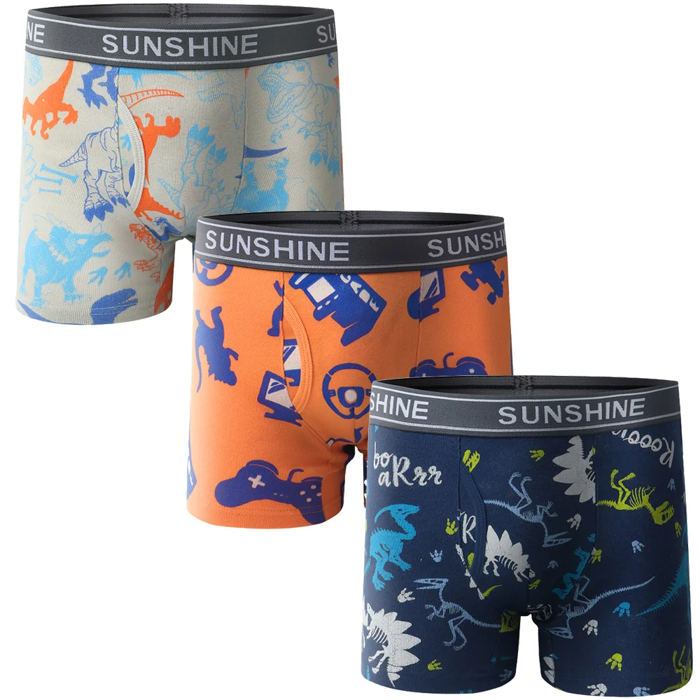 1/3/6 pcs Boys Boxer Briefs Sets 2025 New Kids Cotton Underwear Boy Underpants Teenager Dinosaur Print Soft Children Panties