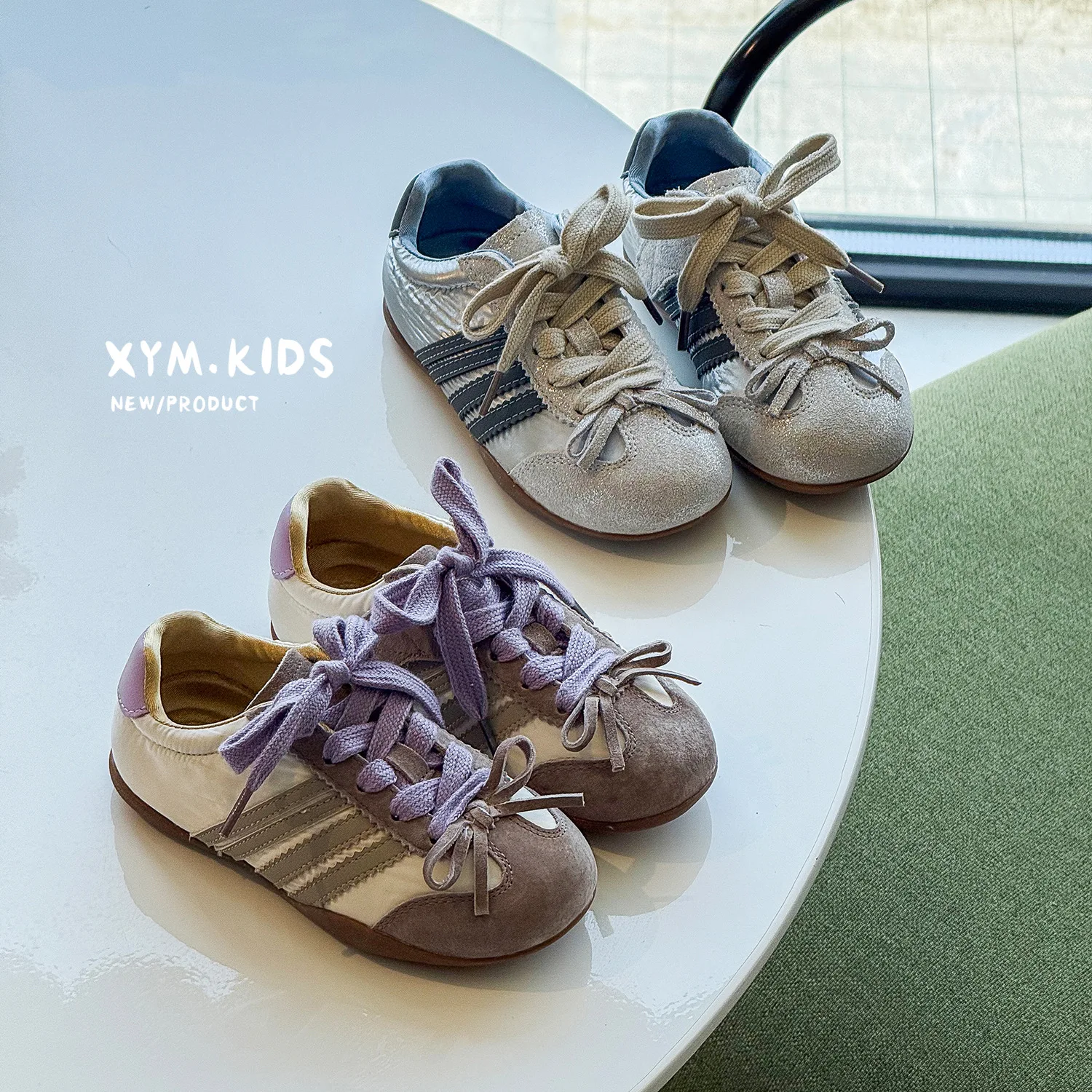 2026 Spring Toddler Little Big Kid Genuine Leather Bowknot Sneakers Girls Casual Tennis Sports Walking Running Hook & Loop Shoes