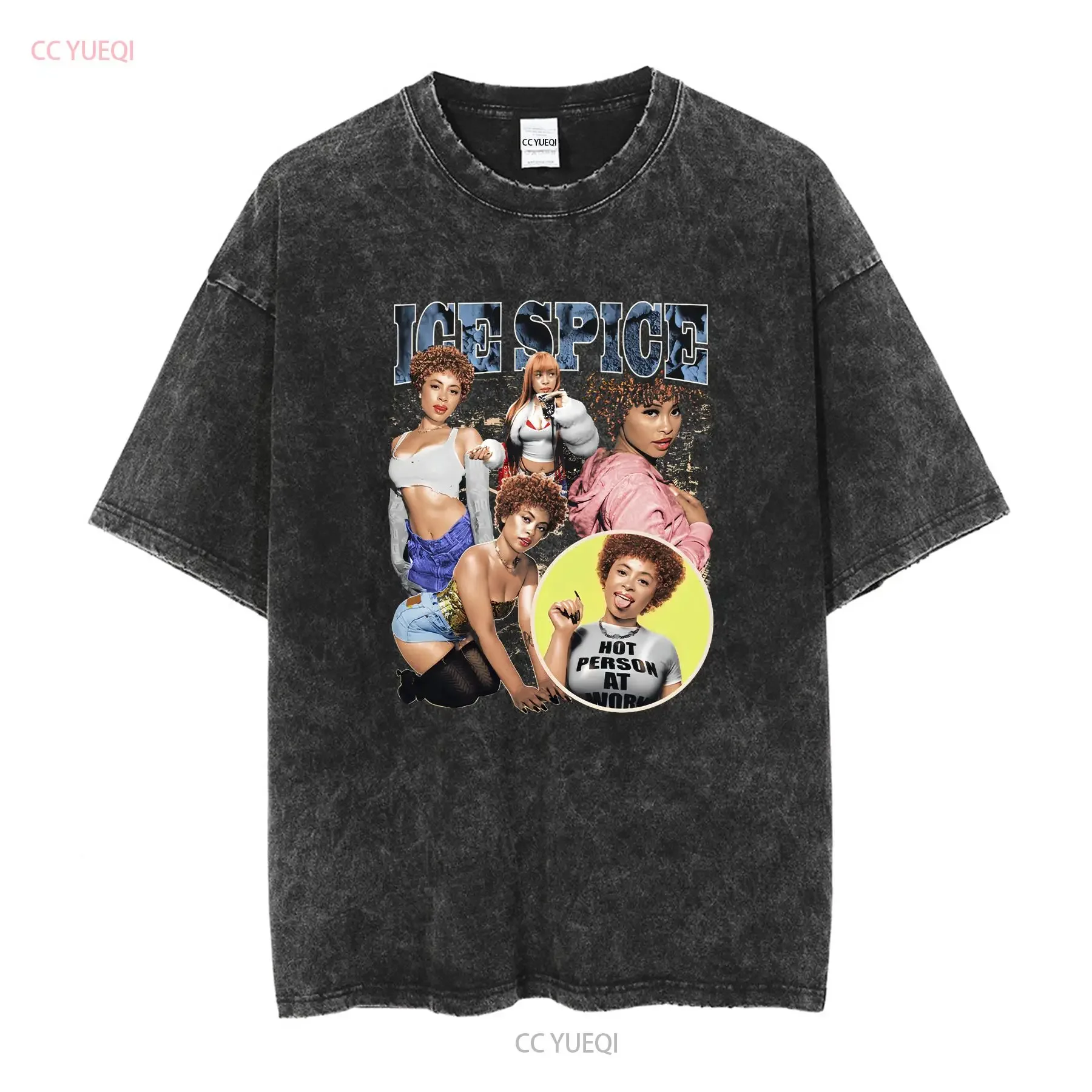 Ice Spice Vintage Hip Hop T Shirt tees 2000s bootleg Rap tee munch vintage Washed Casual Soft graphic Versatile Comfortable