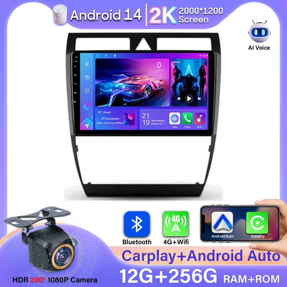 

For Audi A6 C5 1997 - 2004 S6 2 1999 - 2004 RS6 1 2002 - 2006 GPS Car Radio Navigation Multimedia Video Player Stereo Android 14