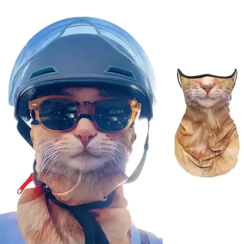 

3D Animal Cat Design Summer Full Face Neck Protector Sun Shield Breathable Quick Dry Polyester Helmet Liner for Outdoor Cycling