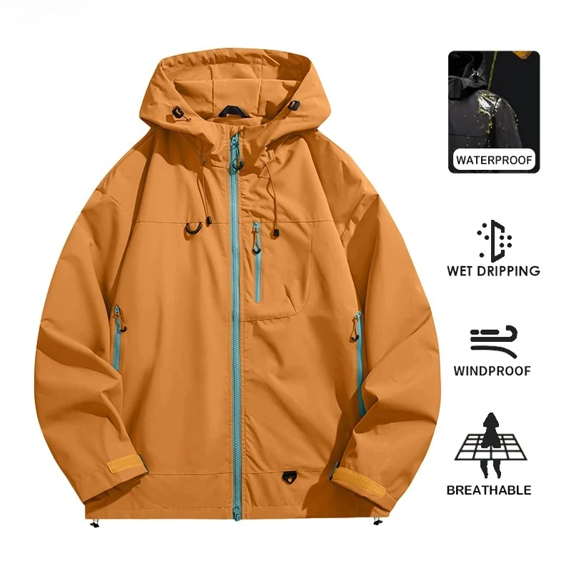 Men Women Waterproof Hiking Jacket Trekking Camping Mountaineering Windbreaker Unisex Outdoor Sport Windproof Rain Coats 2026