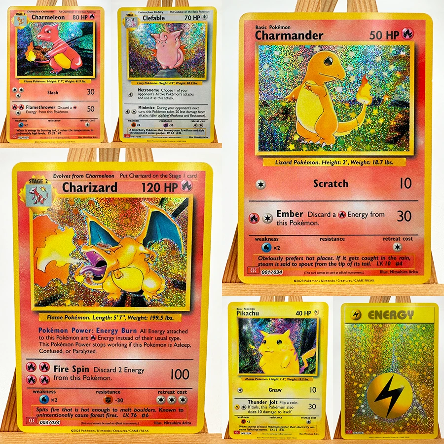 

34 шт./компл., коллекционная карточная игра Pokemon, классические игрушки Charizard, хобби, коллекционные предметы для хобби, коллекция игр, аниме-карты