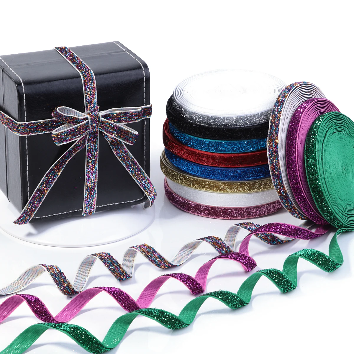 

5-10Yards/Roll Colorful Glitter Velvet Ribbon Christmas Ribbon For Handmade Gift Bouquet Wrapping Supplies Home Party Decoration