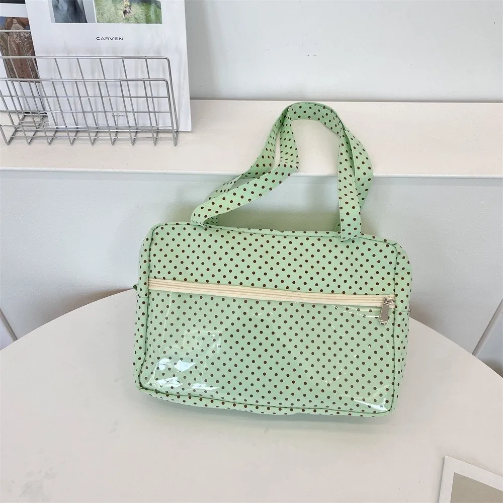 

Trendy Transparent Layer Polka Dot Ita Bag Double Layer Durable Y2K Shoulder Bag Solid Color Vintage Handle Underarm Bag Daily