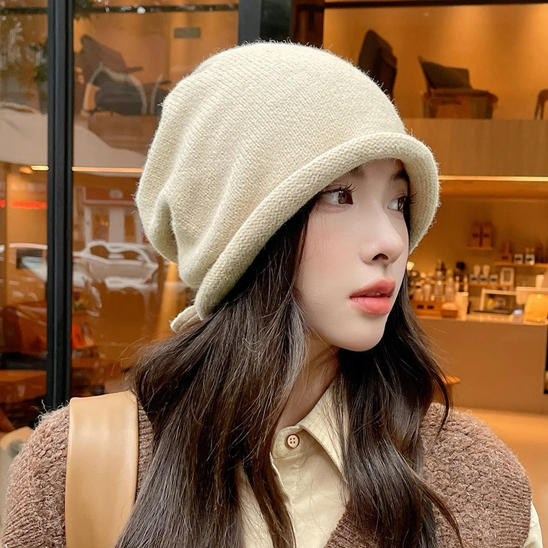 Winter Plus Velvet Warm Woolen Hat for Women All-match Korean Knitted Hat Thickened Outdoor Ski Hat Leisure Beanie Gorros