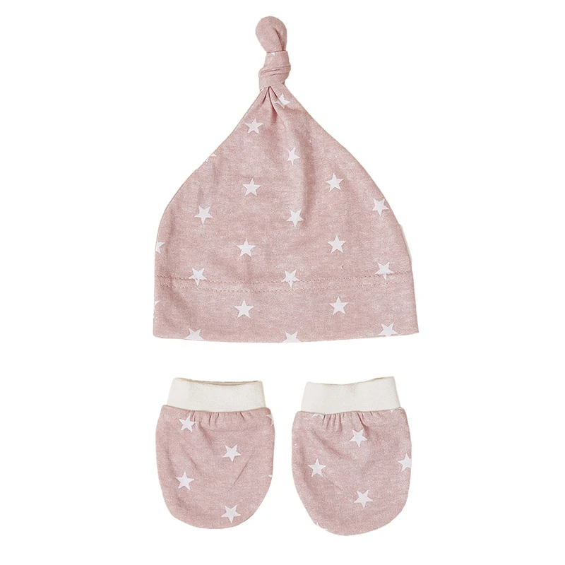 Cute Cartoon Newborn Baby Cotton Beanies Hat and Mittens Set Baby Newborn Accessories