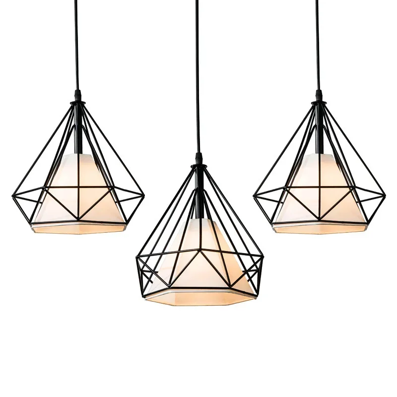 

Pendant lights for living room restaurant aisle diamond Iron cage art pendant lamp kitchen hanging lamps WJ622