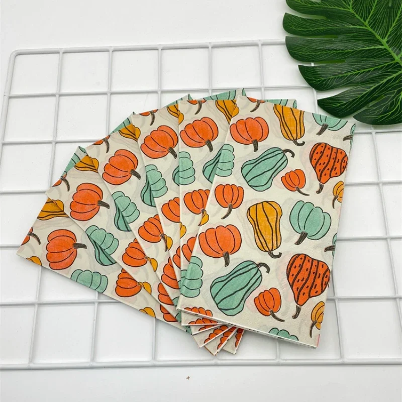 

20pcs/Pac 2-Ply Thanksgiving Pumpkin Colourful Paper Napkins Party Holiday Napkins Hotel Restaurant Decoration Paper 33*40