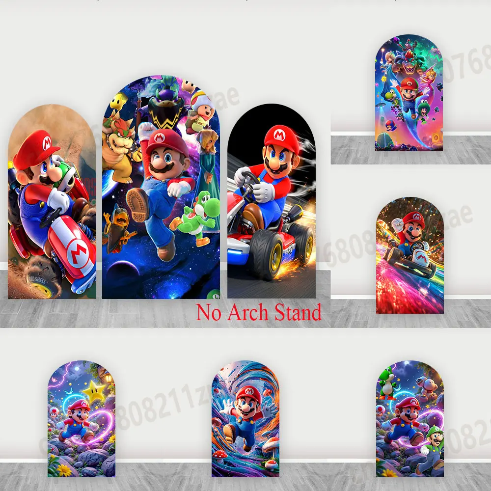 Fondo de Arco de Super Mario para Niños, Decoración para Fiestas de Cumpleaños al Aire Libre, Regalo, Fondo para Fotografía Infantil, Cubierta para Estudio, Pancarta Decorativa
