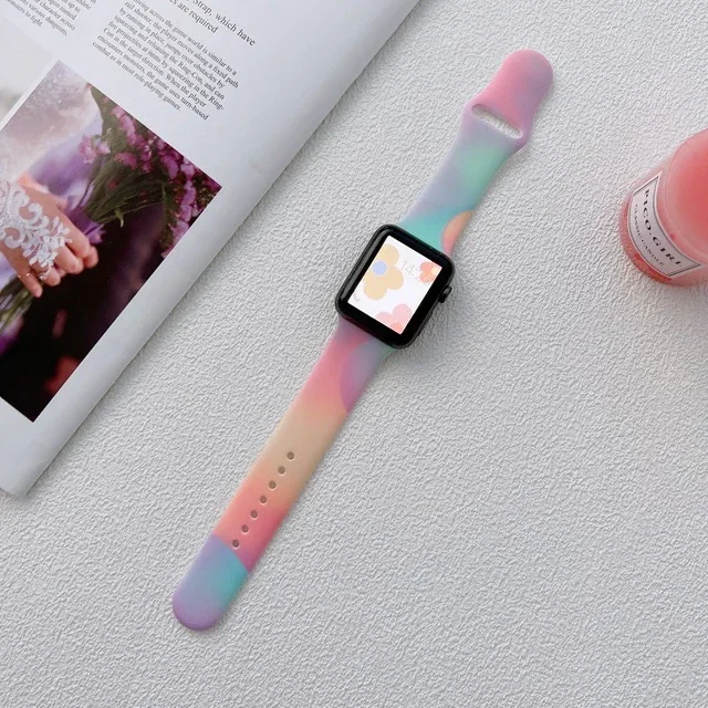 حزام ملون لساعة أبل 44 مللي متر 40 مللي متر 45 مللي متر 41 مللي متر 49 مللي متر 42 مللي متر 38 مللي متر سيليكون سوار iwatch سلسلة 6 7 8 9 الترا 2 الفرقة 49 مللي متر