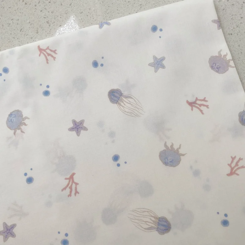 

145cm*50cm Cotton Fabric Coral Shell Jellyfish Suitable For DIY Handmade Shirts Pajamas Fabric