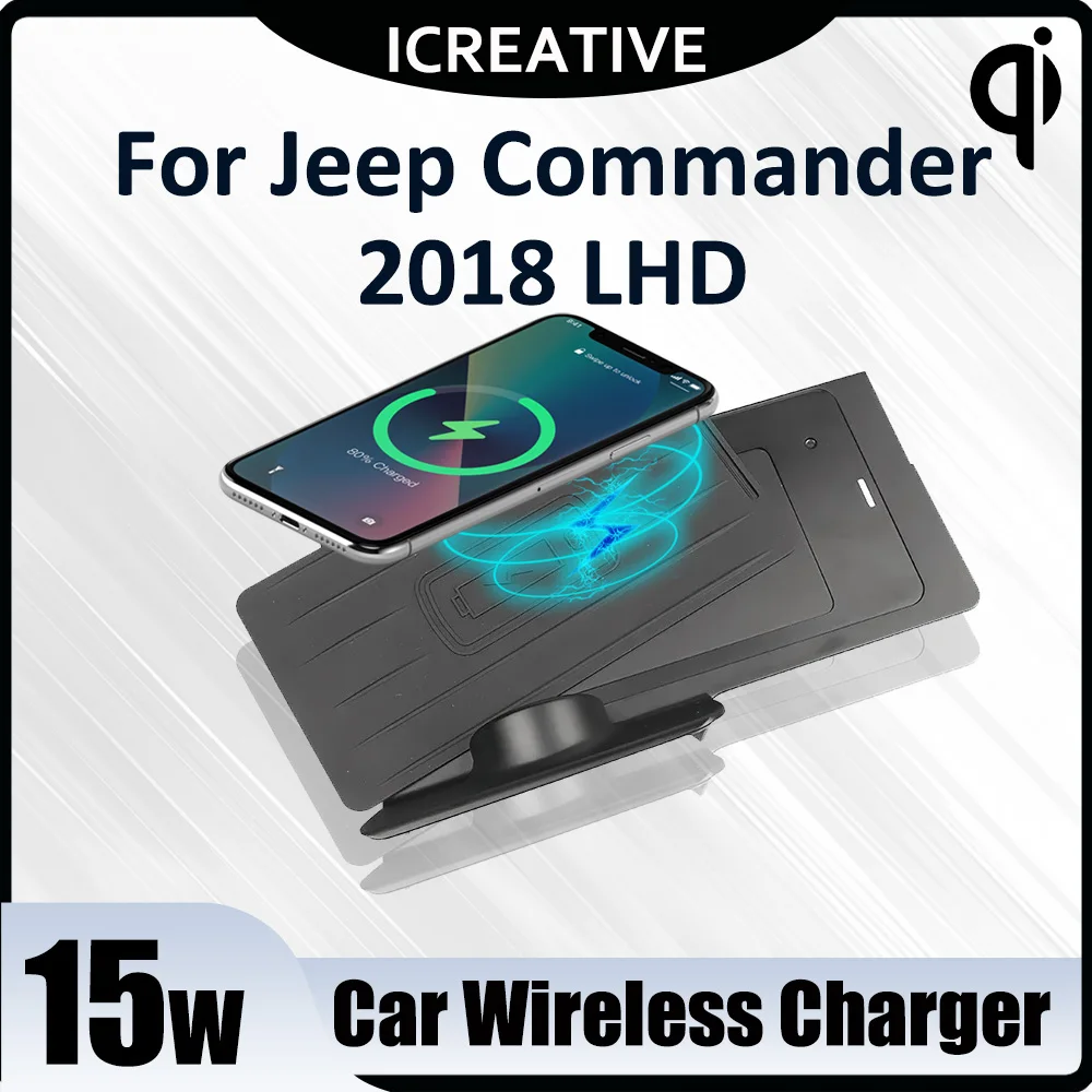 

Wireless Car Charger Qi 15W Fast Charging Pad for JEEP Grand Commander 2018 Car Accessories Wireless Charge CenterConsole Holder