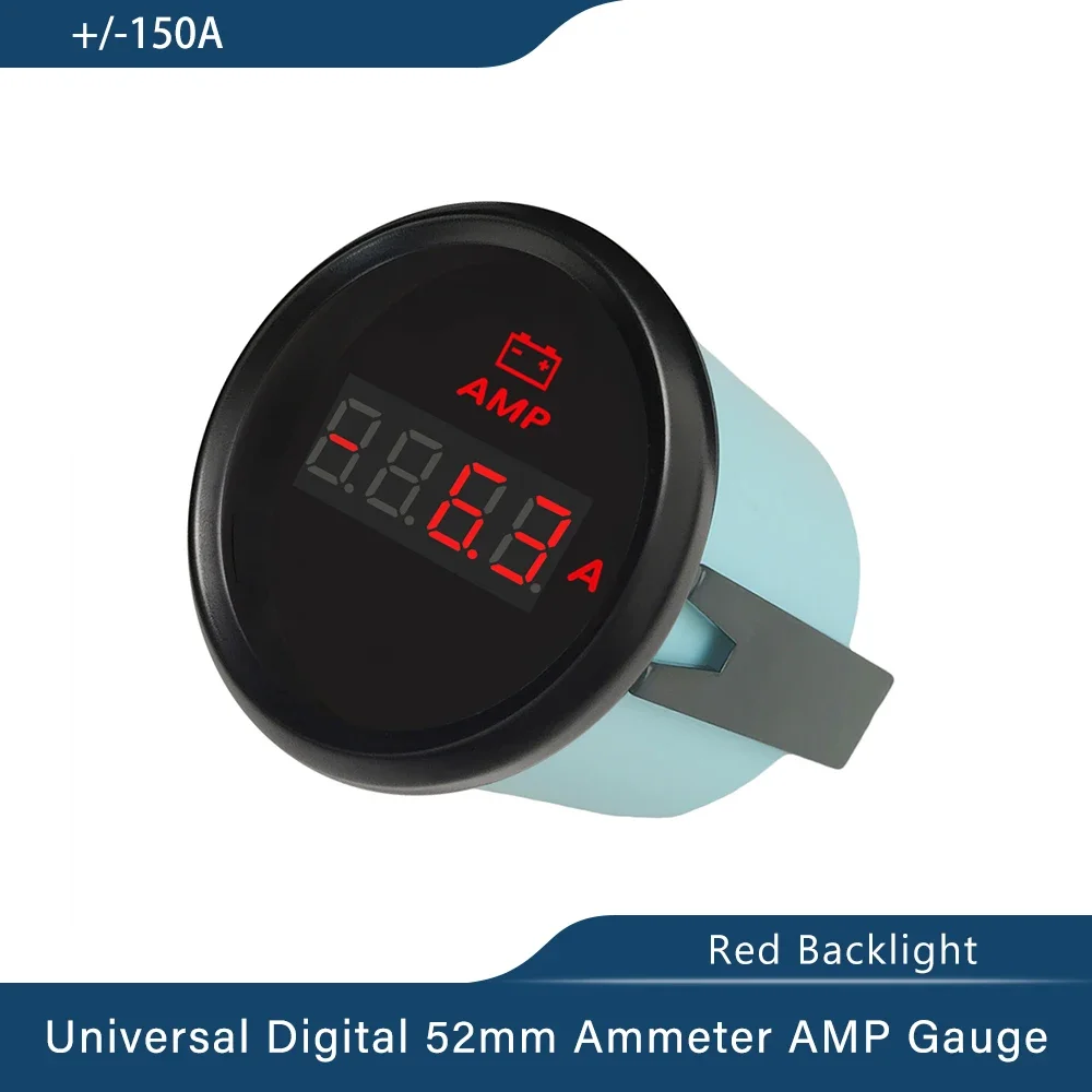 Newest 52mm Universal Ammeter Ampere Meter +/-50A +/-80A +/-150A  with Current Sensor 9-32V with Red Backlight for Car Boat