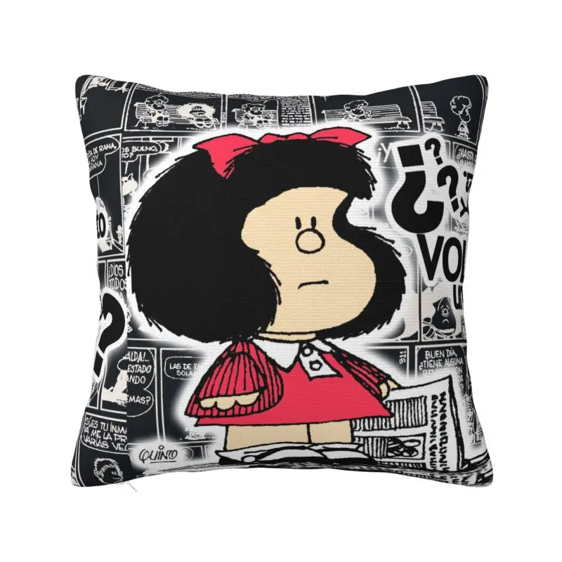 Vintage Quino Comic Mafalda Luxury Pillow Cover Bedroom Decoration Cartoon Mang Cushion