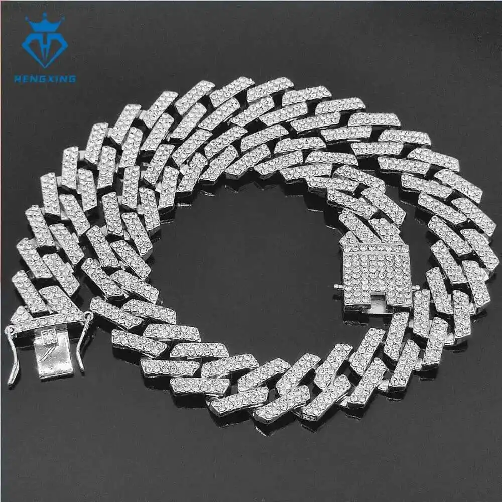 

Custom 15mm Hip Hop Necklace Iced Out Cuban Chain 925 Sterling Silver 18k 24k Gold Plated Moissanite Cuban Link Chain