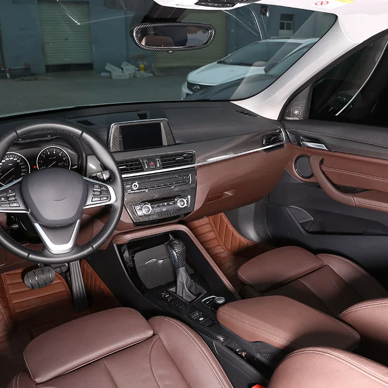 

Для BMW X1 X2 F47 F48 2016-22 ABS углеродное волокно салон автомобиля центральное управление украшение крышка рамка молдинги отделка автомобильные аксессуары