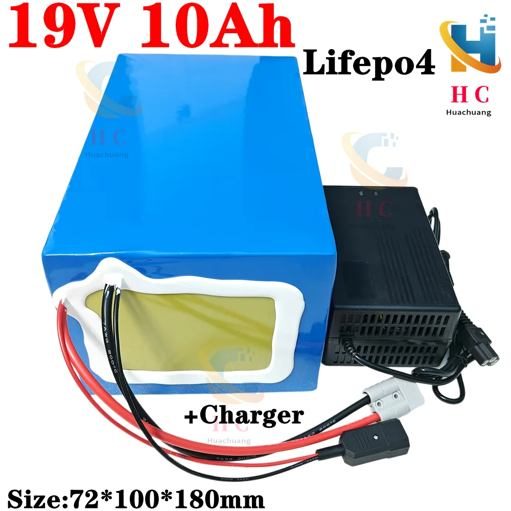 Lifepo4 19V 10ah lithium battery with BMS 6s for backup power Integrated street lamp LED Spot light audio EV +2A charger