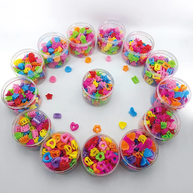 80 PCS Cute Boutique Y2k Forehead Hairpins Side Clamp Cartoon Shape Solid Random Candy Mixed Color Plastic Small Grab Hair Clips