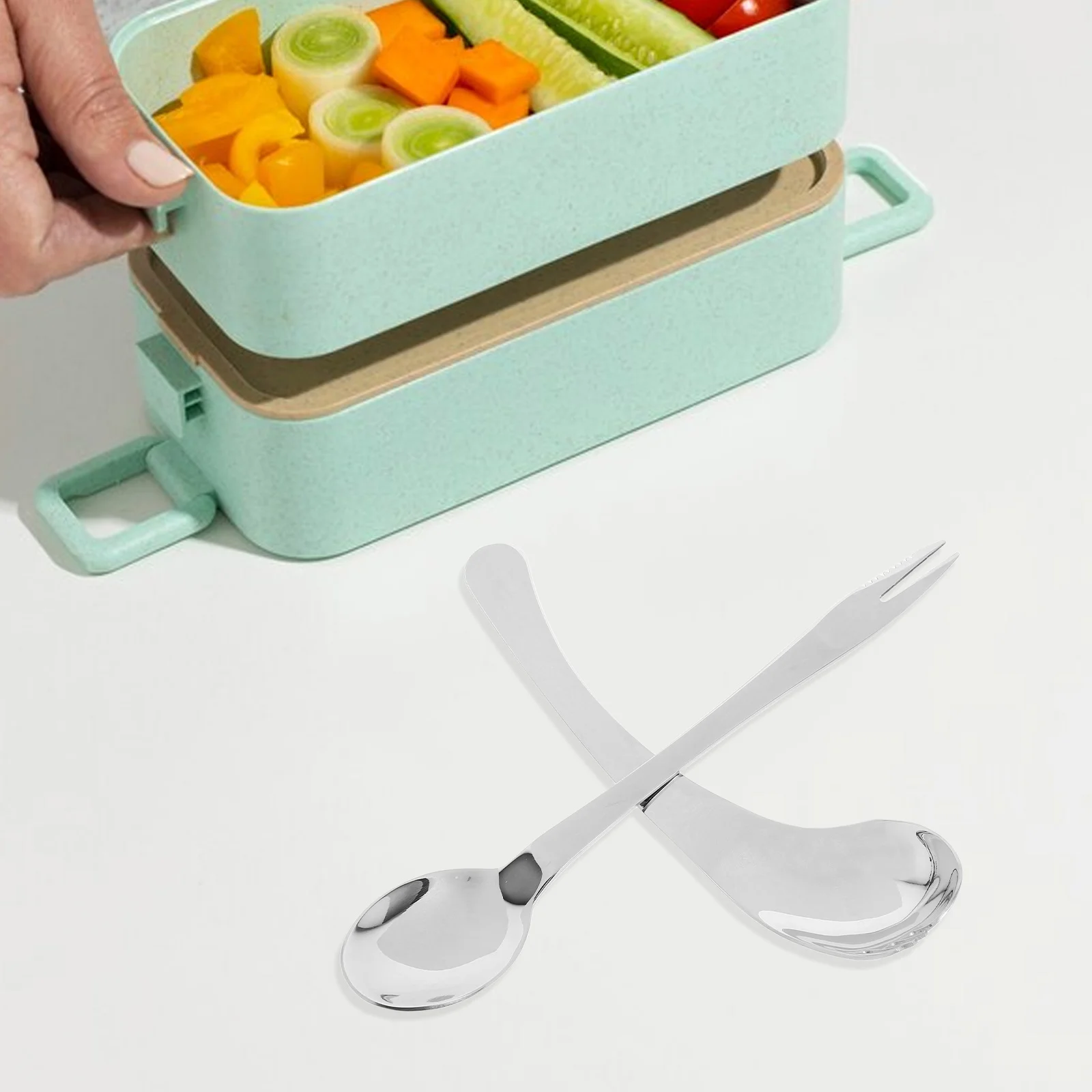 

2Pcs Elderly Tableware Ergonomic Adaptive Utensils for Seniors Bedridden Eating Tools Stainless Steel Spoon Fork Design