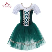 Nuevo vestido tutú de Ballet verde para niñas, Ropa de baile de bailarina, disfraz para niños, ropa de baile