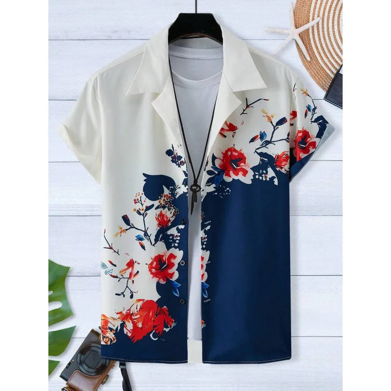 

Hawaiian Print Shirt I 71956 Summer Floral Patterned Men's Shirt Cross-Border Easy Care Spring 2026 Seasonal Apparel