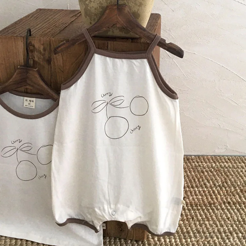 2025 novedad de verano, pelele sin mangas para bebé, chaleco infantil con estampado bonito a la moda, mono fino de algodón para recién nacido, ropa