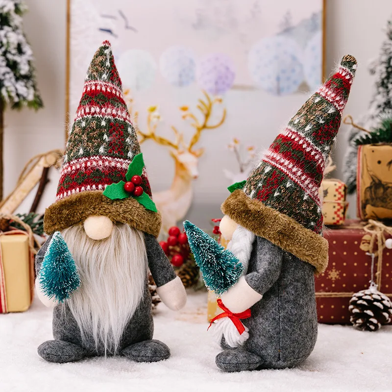 

Christmas Decorations Knitted Hat Christmas Tree Doll Christmas Gift Window Counter Tabletop Scene Decoration Maison Santa Gnome