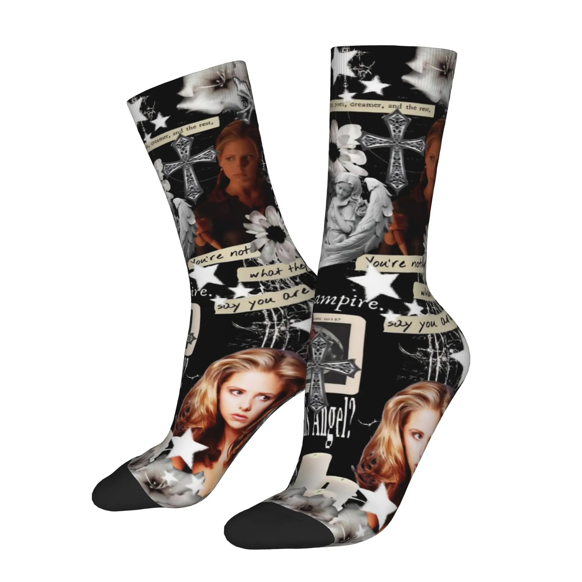 Happy Funny Men's Socks Harajuku Buffy the Vampire Slayer Sock Horror Movie High Quality Women Socks Spring Summer Autumn Winter