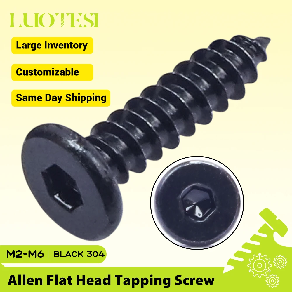 Hex Socket Countersunk Head Self-tapping Screw Black stainless stell M2 M2.3 M2.6 M3 M3.5 M4 M5 M6 Allen Flat Head Tapping Screw