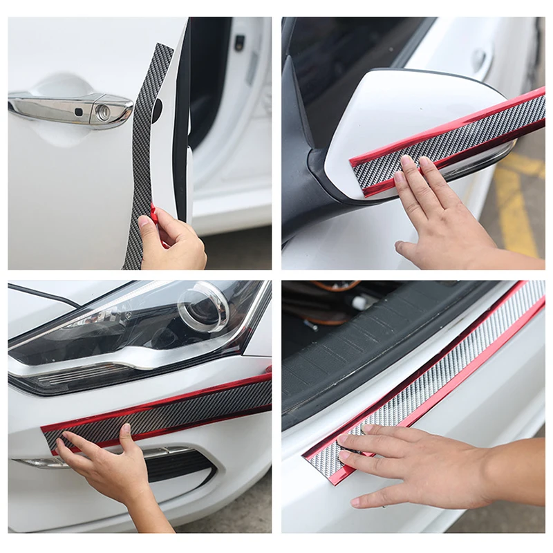 1M 3/5/7cm Carbon Fiber Anti Scratch Car Door Sill Stickers Protectective Rubber Strip Universal Car Door Protector Cars Styling