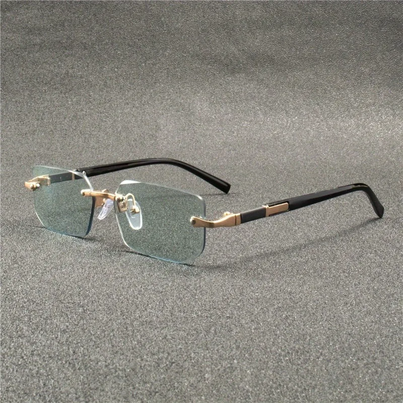 

10pcs Retro Square Rimless Fashion Glasses - Vintage Style Decorative Eyewear for Men & Women Dark Blue to Light Gray