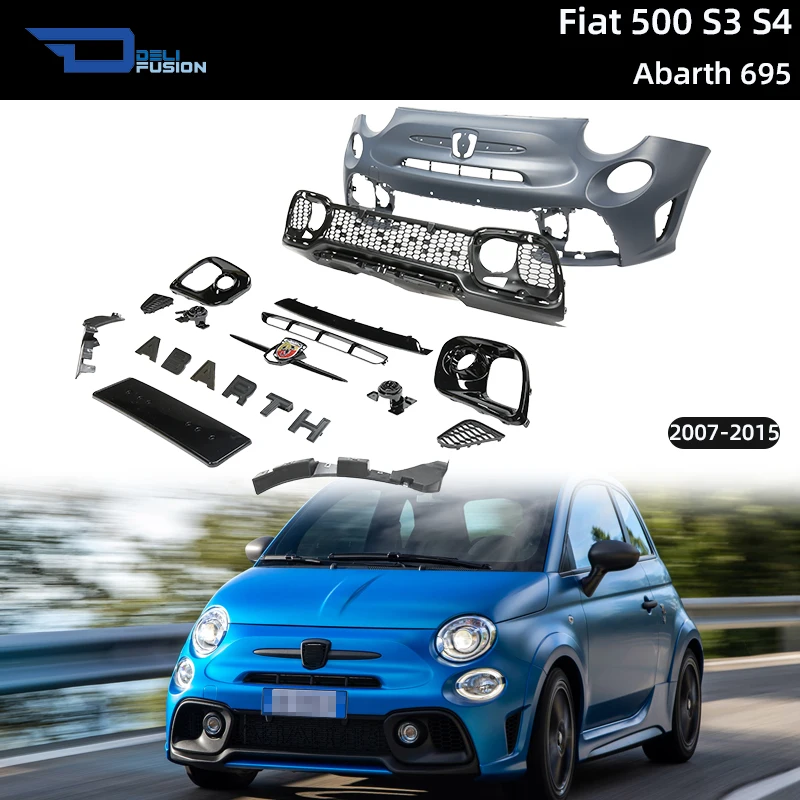 

For 2007-2015 Fiat 500 S3 S4 to Abarth 695 Conversion Complete Body Kit Included Grill, Diffuser and Exhaust Car Accessories