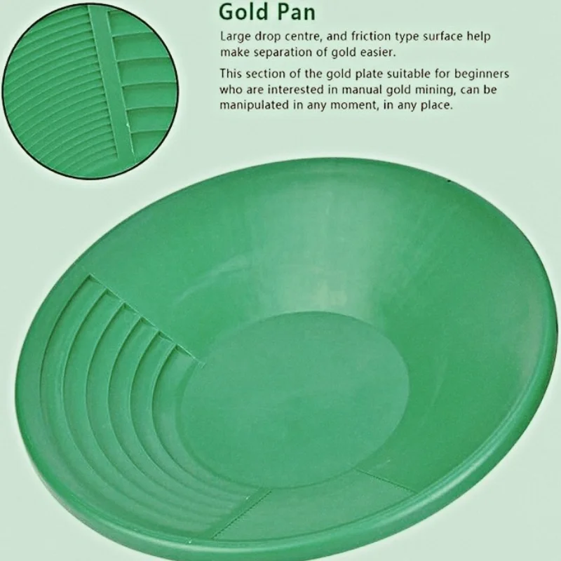 15 inches Gold Panning Pan Gold Sifting Classifier Washing Sieve Tray Accessory Green Gold Pan Gold Panning Tool Gold Classifier