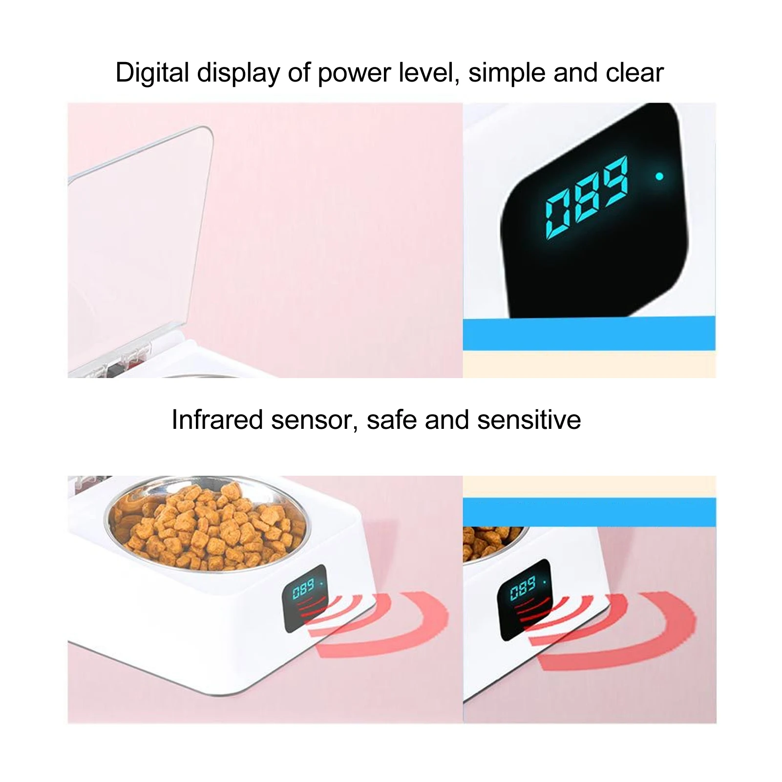 ZK30 Automatic Cat Feeder with Infrared Sensor Cover Removable Bowl Battery Powered Intelligent Automatic Opening Lid Dog Feeder