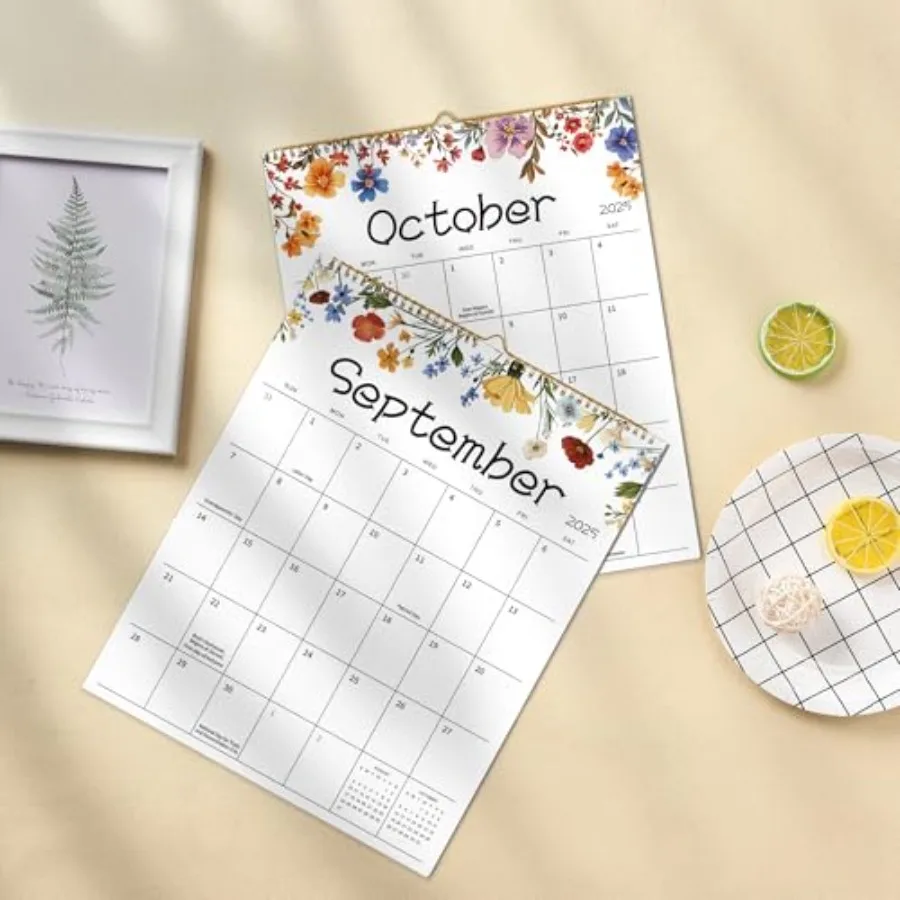 تقويم الحائط 20252026 تقويم الحائط الشهري مقاس 15 × 12 بوصة مع تصميم الأزهار يطير من يوليو 2025 إلى ديسمبر 2026 كتل كبيرة سميكة