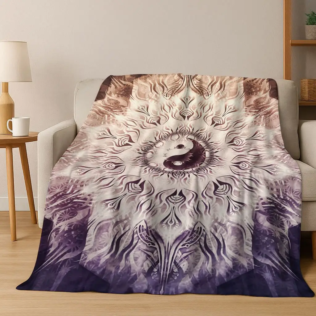 Nature Balance Yin Yang Tai Chi Black White Energy Flannel Blanket,Cozy Soft Throw Blanket for Home Bedroom Bed Sofa Cover Gift