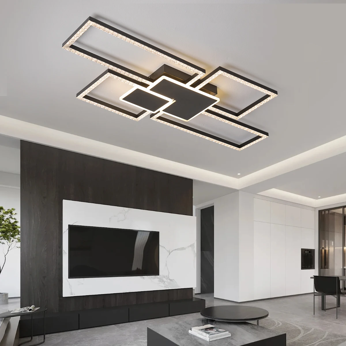 Modern LED Ceiling Lamp for Living Room Lustre Dining Bedroom Study Ceiling Light Nordic Square Ceiling Chandelier Light Fixture