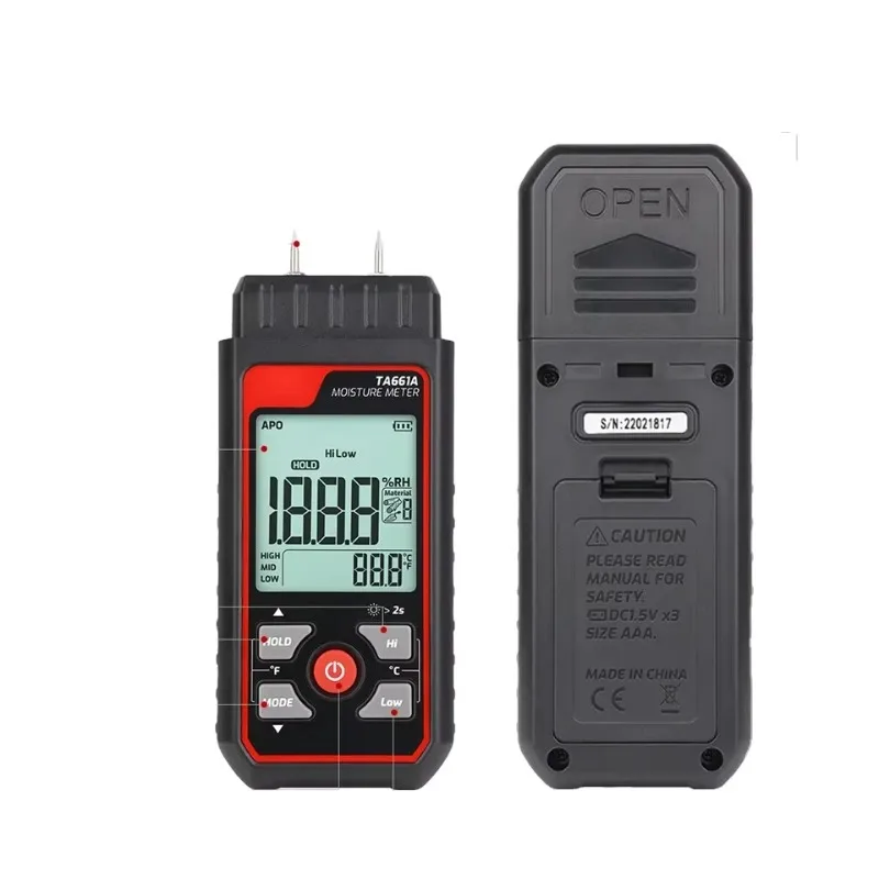 TA661A Digital LCD Wood Moisture Meter Timber Humidity Density Detector 0~548%RH Forestry Measuring Instrument