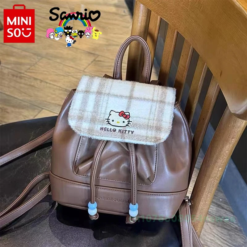 Miniso Hello Kitty's New Drawstring Mini Backpack Luxury Brand Original Women's Backpack Cartoon Mini Girl Backpack High Quality