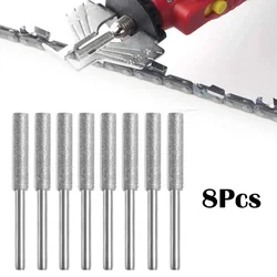 8pcs 4mm Diamond Coat Cylindrical Burr Drill Bit Stone Round File Fits Diamond Grinding Rod Mill Rotary File Carving Tool