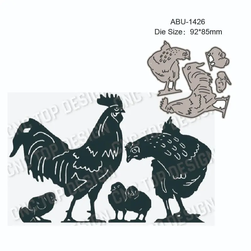 dies2022 new rooster family chick metal cutting layering die scrapbooking hen die photo album decoration diy card craft