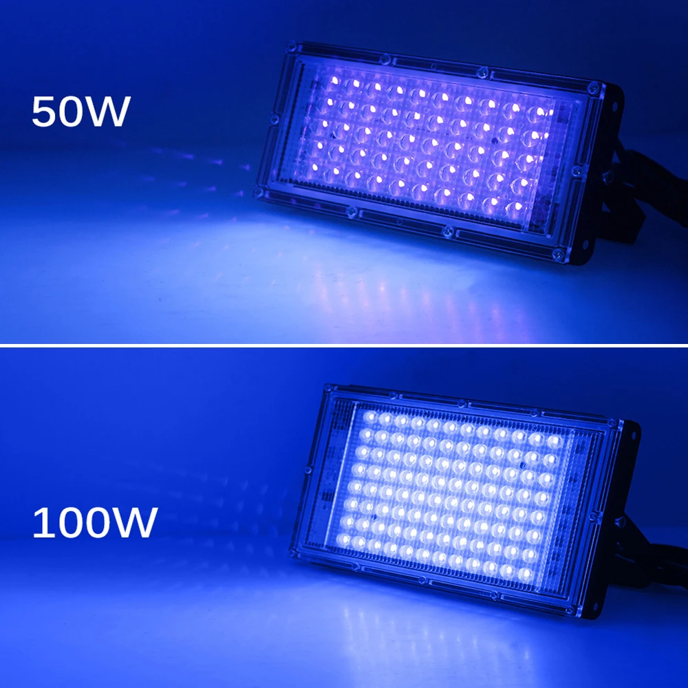 1pcs 50W/100W UV LED Floodlight IP65 Super Waterproof UVC Lights DJ Disco Stage Night Lamp for Bar Halloween Party