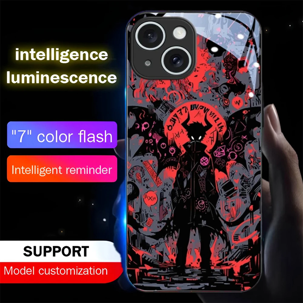 Beliebte Anime-Cartoon-Sound-Control-LED-Blitzhülle Leuchtende Glasabdeckung für iPhone Air 17 16 E 15 14 13 12 11 Pro Max Plus – Detail 10