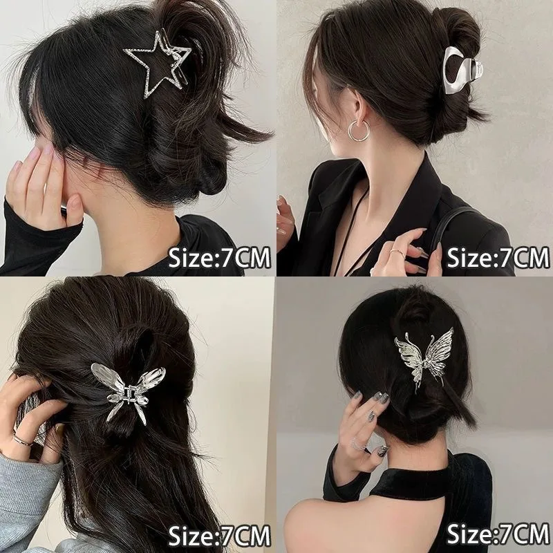 

Полые металлические заколки-крабы для волос с геометрическим дизайном в виде бабочки и сердца, милые и стильные аксессуары для волос для девушек, для причесок полупучок и пучков